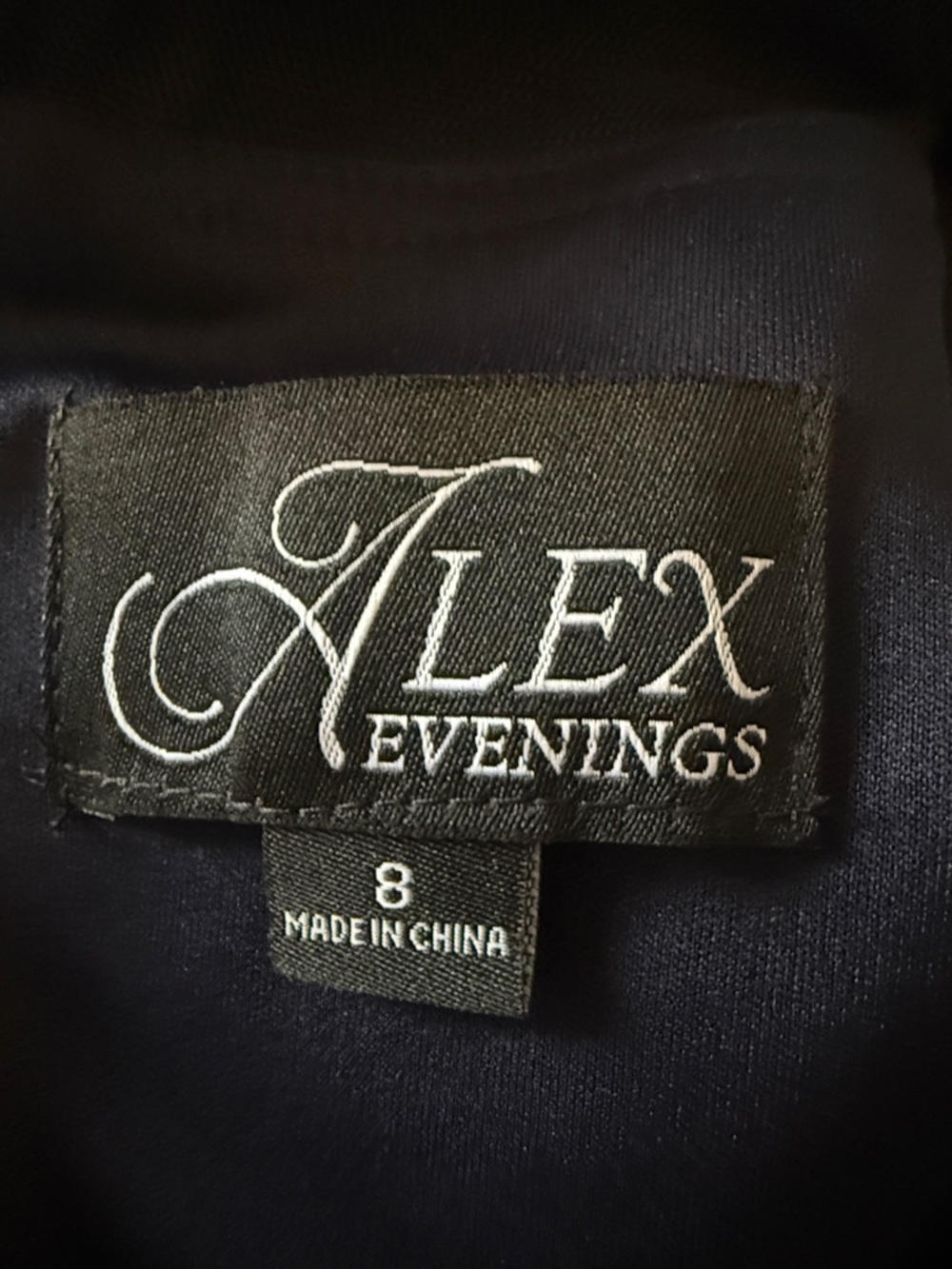 Alex Evenings Navy Beaded Mesh Midi Dress with Sheer Sleeves - Picture 5 of 5